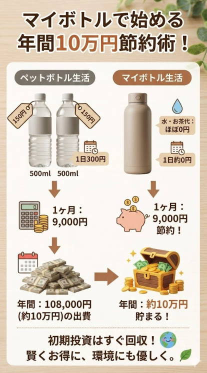 マイボトルで始める年間10万円節約術