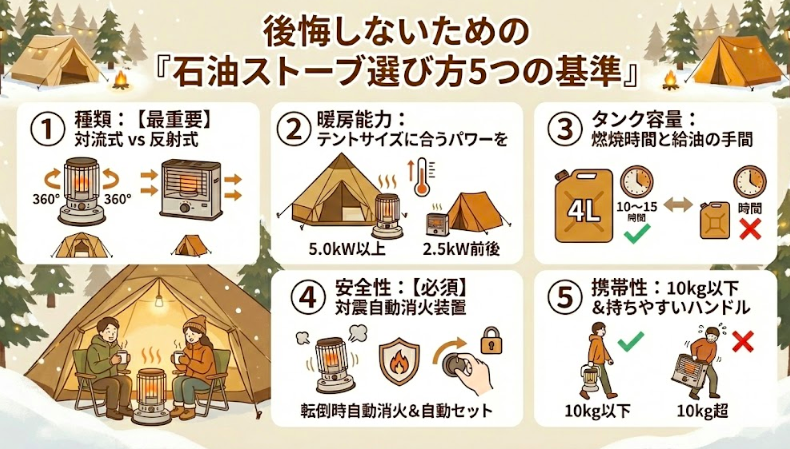 後悔しないための「石油ストーブ選び方5つの基準」