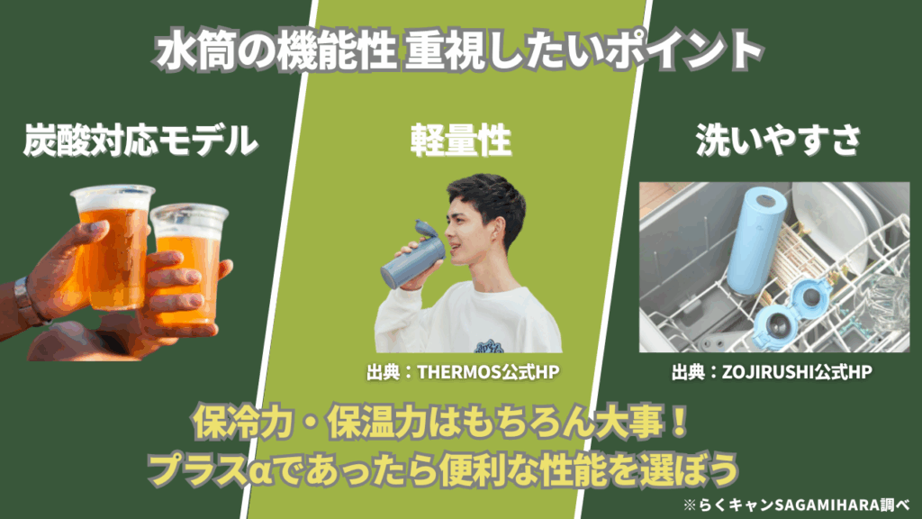 水筒選び方ポイント機能性で選ぶ