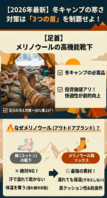 2.【足首】メリノウールの高機能靴下