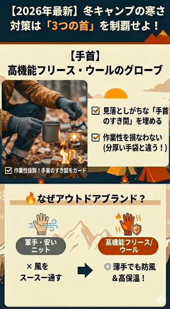 3.【手首】高機能フリース・ウールのグローブ