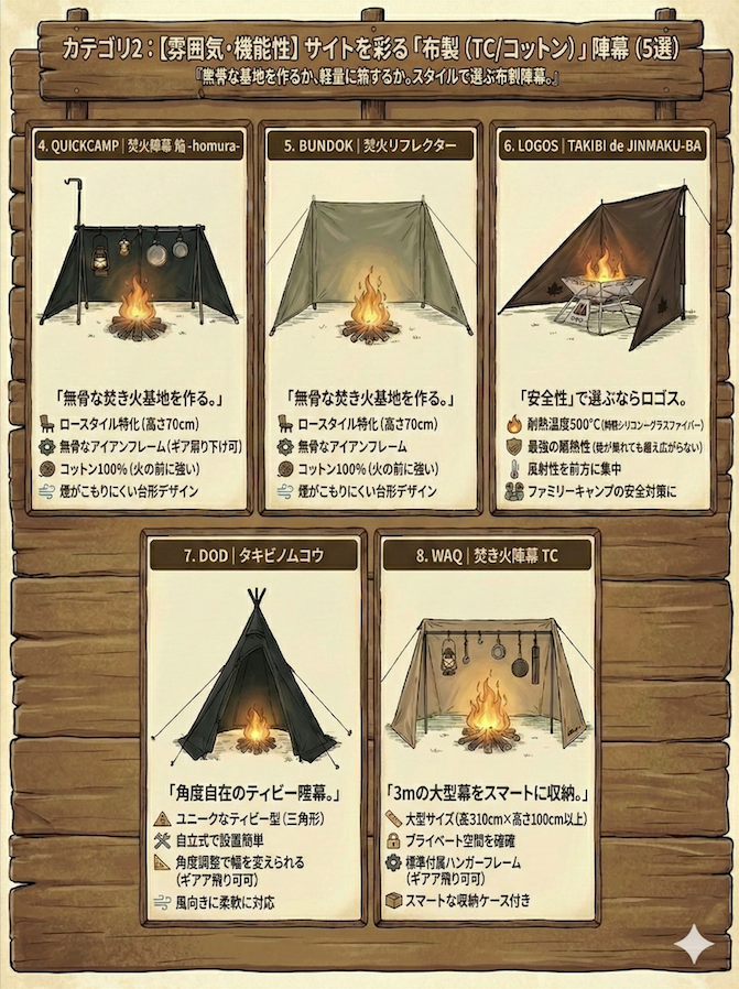 カテゴリ2：【雰囲気・機能性】サイトを彩る「布製（TC/コットン）」陣幕（5選）