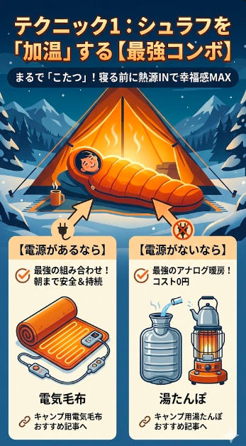テクニック1：シュラフを「加温」する【最強コンボ】