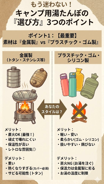 ポイント1：【最重要】素材は「金属製」vs「プラスチック・ゴム製」