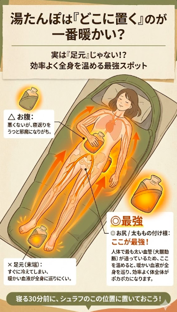 湯たんぽは「どこに置く」のが一番暖かい？