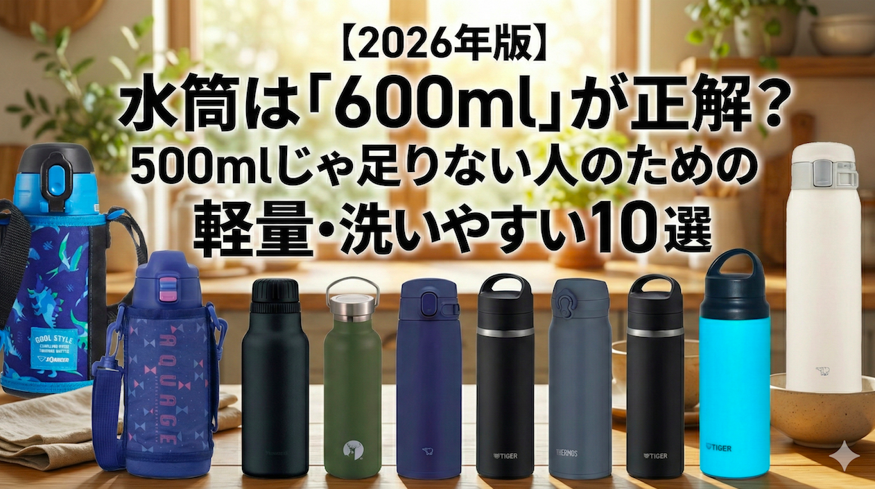 【2026年版】水筒は「600ml」が正解？500mlじゃ足りない人のための軽量・洗いやすい最強モデル10選