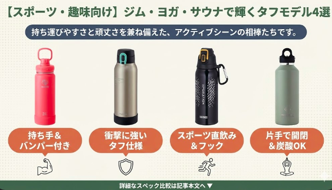【スポーツ・趣味向け】ジム・ヨガ・サウナで輝くタフモデル4選