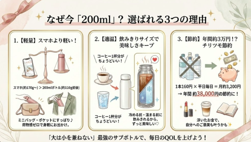 なぜ今「200ml」が選ばれるのか？ 3つのメリット