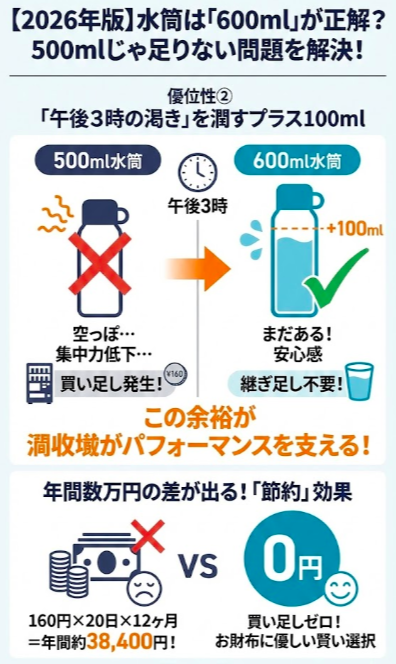 優位性② 「午後3時の渇き」を潤すプラス100ml