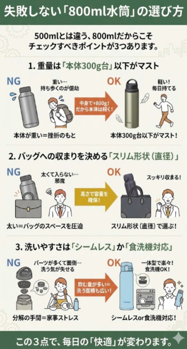 失敗しない「800ml水筒」の選び方