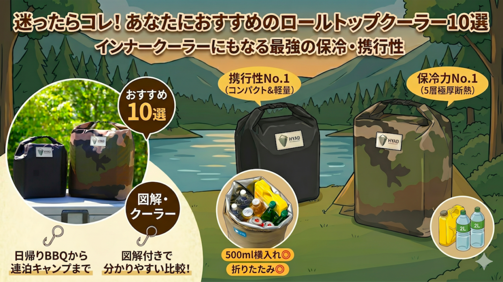 【2026年最新】ロールトップクーラーおすすめ10選！インナークーラーにもなる最強の保冷・携行性